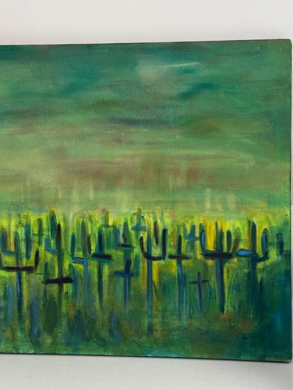 Cactus Art-Vintage Original Acrylic Painting - Southwest Desert Wall Decor